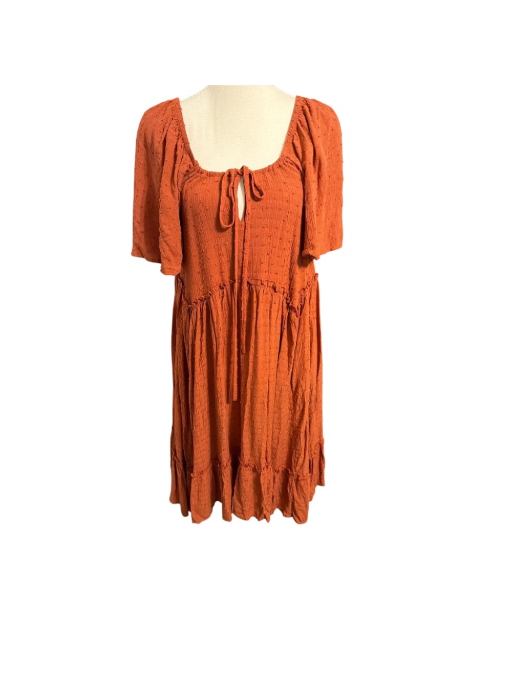 Rewind Rust Swiss Dot Babydoll Dress Size M NWT